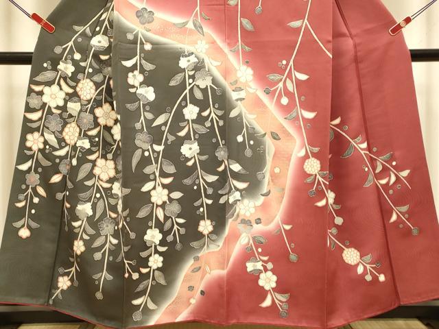 平和屋着物●訪問着 枝垂れ花文 暈し染め 銀彩 ますいわ屋扱い 正絹 逸品 DABI4334du