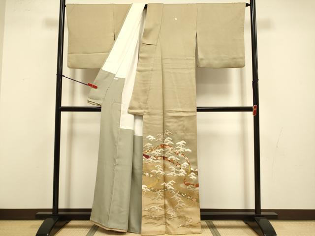 平和屋着物●豪華色留袖 駒刺繍 宝尽くし松文 金彩 正絹 逸品 DABI4338du