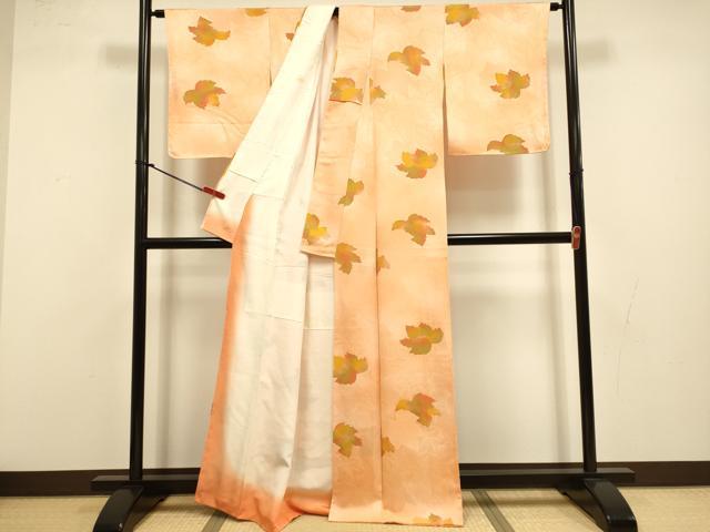 平和屋着物●上質な小紋 草葉文 暈し染め 地紋起こし 正絹 逸品 DABI4343du