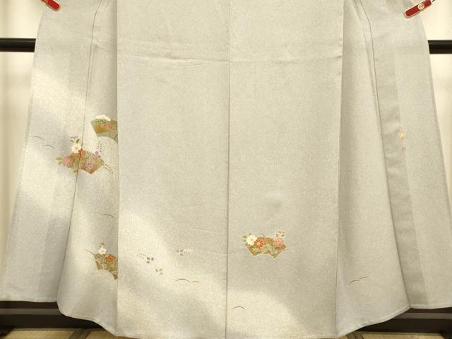 平和屋着物▽京友禅の第一人者 松井青々 色留袖 単衣 地紙花文 金彩 正絹 逸品 DABI4354du