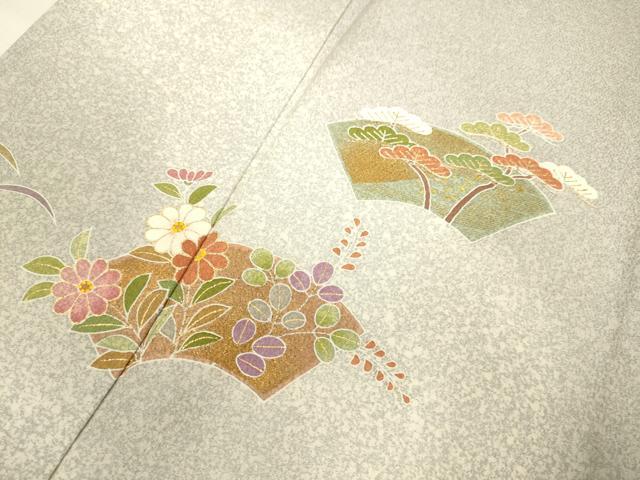 平和屋着物▽京友禅の第一人者 松井青々 色留袖 単衣 地紙花文 金彩 正絹 逸品 DABI4354du