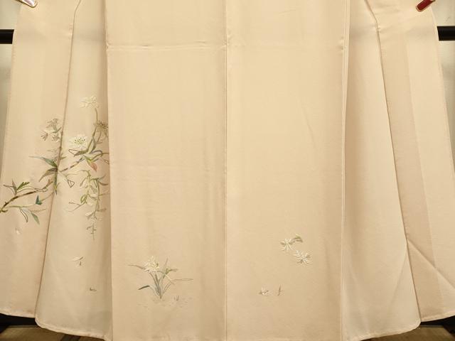 平和屋着物▽訪問着 単衣 総刺繍 枝花文 金糸 正絹 逸品 DABI4357du