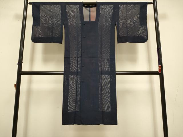 平和屋着物▽道行コート スリーシーズン 春夏秋 塵除け 二重紗 縞 ロング丈 正絹 逸品 未使用 DABI4364du