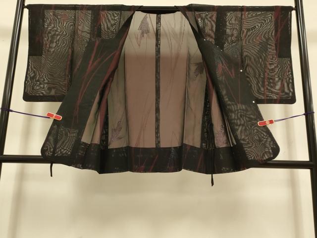 平和屋着物▽道行コート スリーシーズン 春夏秋 塵除け 秋草紋 銀糸 正絹 逸品 DABI4372du