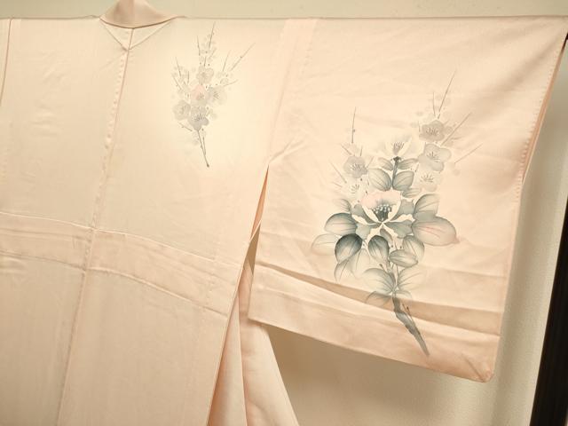 平和屋着物▽訪問着 単衣 手描き 草花文 暈し染め 正絹 逸品 DABI4375du
