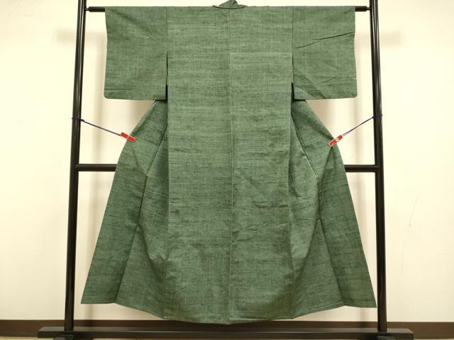 平和屋着物▽上質な紬 単衣 濃い岩井茶色 正絹 逸品 DABI4395du