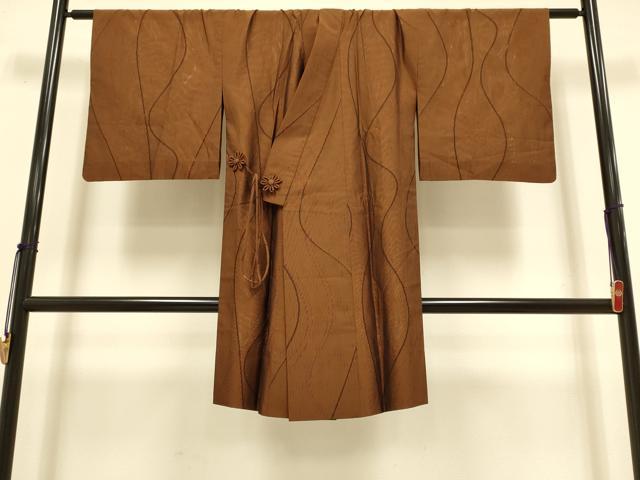平和屋着物▽道中着 スリーシーズン 春夏秋 塵除け 変わり縞 ロング丈 正絹 逸品 DABI4403du