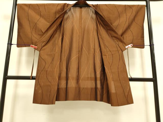 平和屋着物▽道中着 スリーシーズン 春夏秋 塵除け 変わり縞 ロング丈 正絹 逸品 DABI4403du