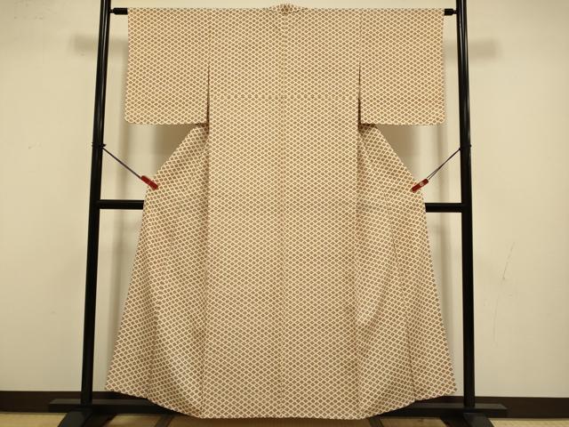 平和屋着物▽上質な小紋 単衣 花菱文 正絹 逸品 DABI4404du