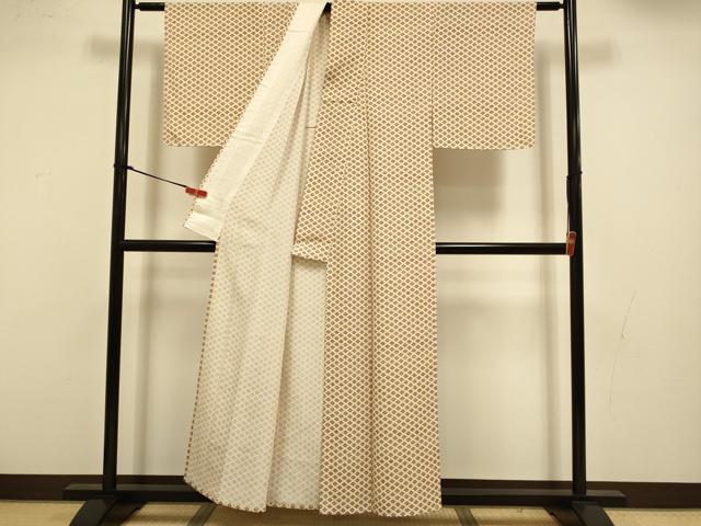 平和屋着物▽上質な小紋 単衣 花菱文 正絹 逸品 DABI4404du