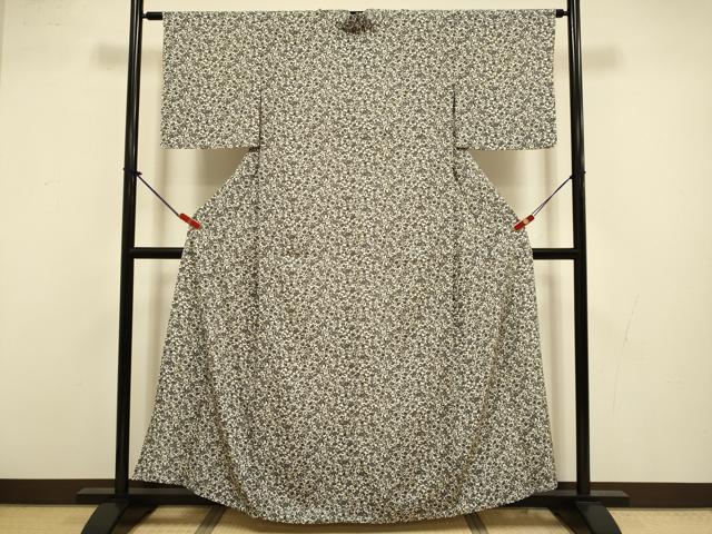 平和屋着物▽上質な小紋 単衣 草花文 正絹 逸品 DABI4406du