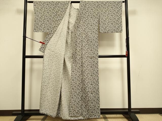 平和屋着物▽上質な小紋 単衣 草花文 正絹 逸品 DABI4406du