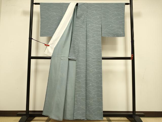 平和屋着物▽上質な小紋 単衣 芝文 反端付き 正絹 逸品 未使用 DABI4407du