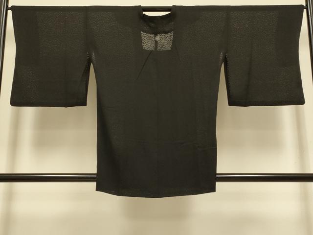 平和屋着物▽道行コート スリーシーズン 春夏秋 塵除け 干割れ地紋 黒地 正絹 逸品 DABI4415du