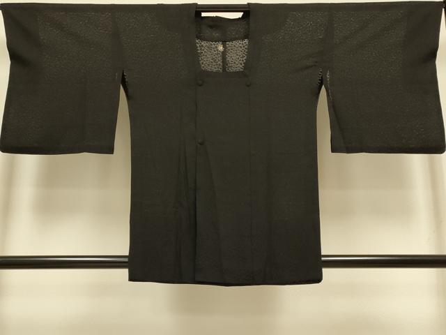 平和屋着物▽道行コート スリーシーズン 春夏秋 塵除け 干割れ地紋 黒地 正絹 逸品 DABI4415du