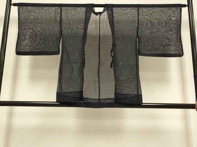 平和屋着物▽羽織 スリーシーズン 春夏秋 塵除け 芝文 濃い藍鉄色 正絹 逸品 DABI4421du