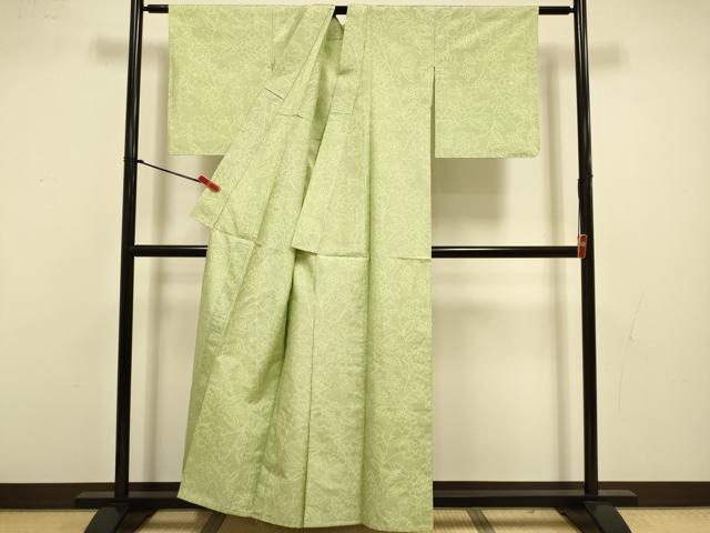 平和屋着物▽上質な紬 単衣 草花文 正絹 逸品 DABI4423du