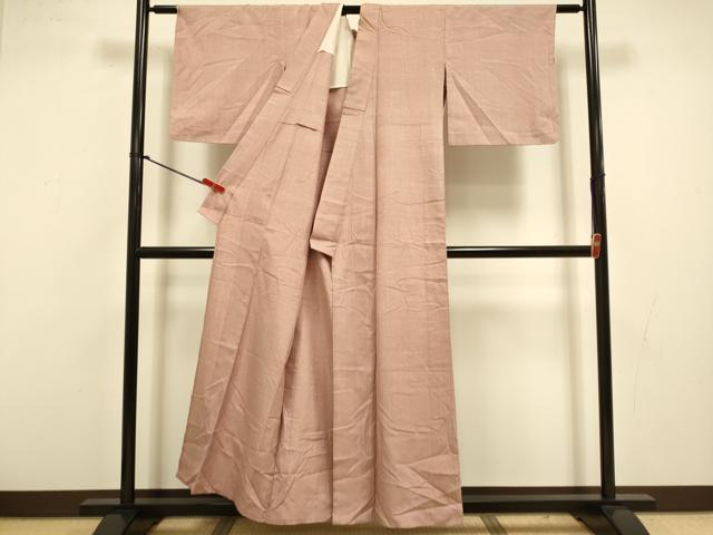 平和屋着物▽上質な紬 単衣 濃い水柿色 正絹 逸品 DABI4424du