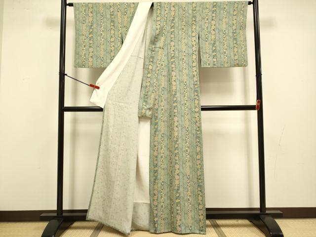 平和屋着物▽上質な小紋 単衣 花間道 正絹 逸品 DABI4428du