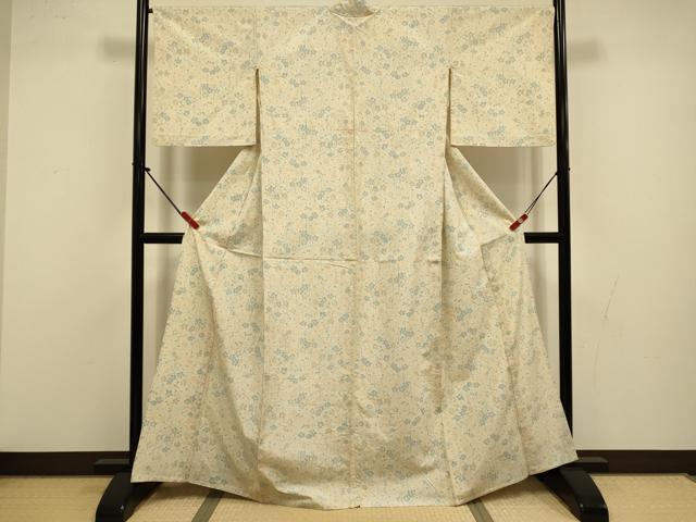 平和屋着物▽上質な紬 単衣 枝梅文 正絹 逸品 DABI4437du