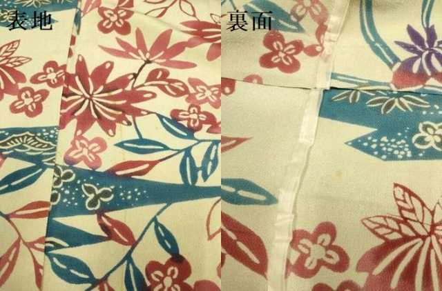 平和屋着物▽上質な小紋 単衣 型染 草花文 鬼しぼ縮緬 正絹 逸品 DABI4438du