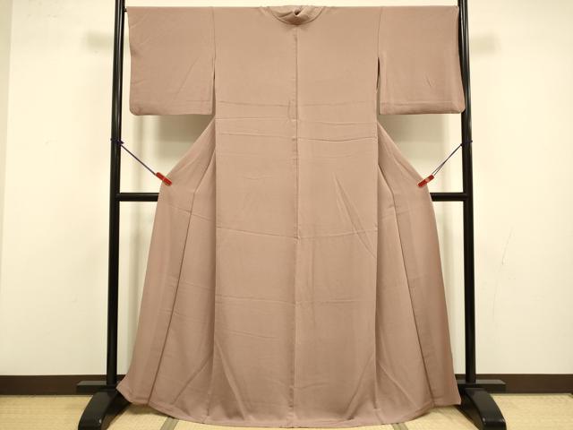 平和屋着物▽上質な色無地 単衣 濃い水柿色 正絹 逸品 DABI4441du