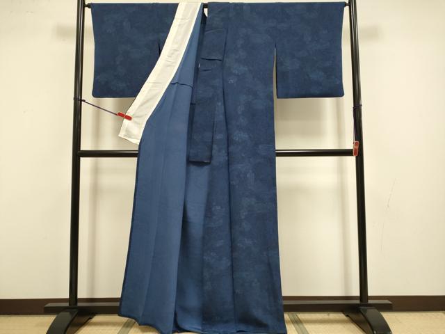平和屋着物▽上質な小紋 単衣 陶器花文 鬼しぼ縮緬 正絹 逸品 DABI4449du
