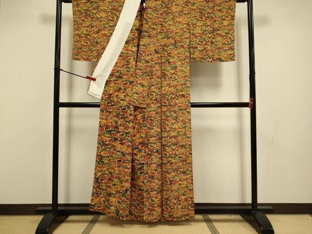 平和屋着物▽上質な小紋 単衣 型染 風景文 正絹 逸品 DABI4452du