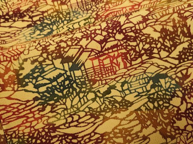平和屋着物▽上質な小紋 単衣 型染 風景文 正絹 逸品 DABI4452du
