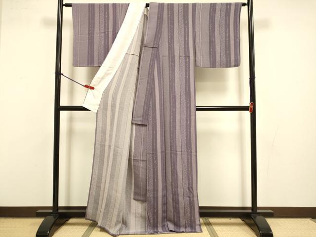 平和屋着物▽上質な小紋 単衣 枝花間道 鬼しぼ縮緬 正絹 逸品 DABI4459du