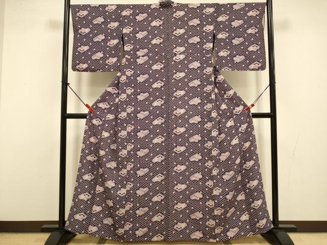 平和屋着物▽上質な小紋 単衣 梅松文 正絹 逸品 DABI4461du