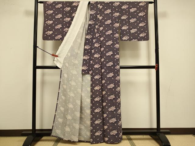 平和屋着物▽上質な小紋 単衣 梅松文 正絹 逸品 DABI4461du