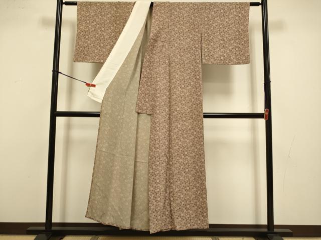 平和屋着物▽上質な小紋 単衣 花尽くし 鬼しぼ縮緬 正絹 逸品 DABI4463du