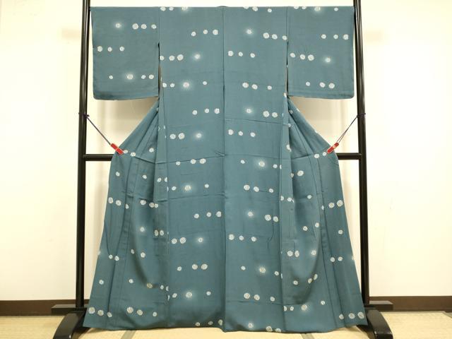 平和屋着物▽上質な小紋 単衣 丸文 蛍暈し 正絹 逸品 未使用 DABI4467du