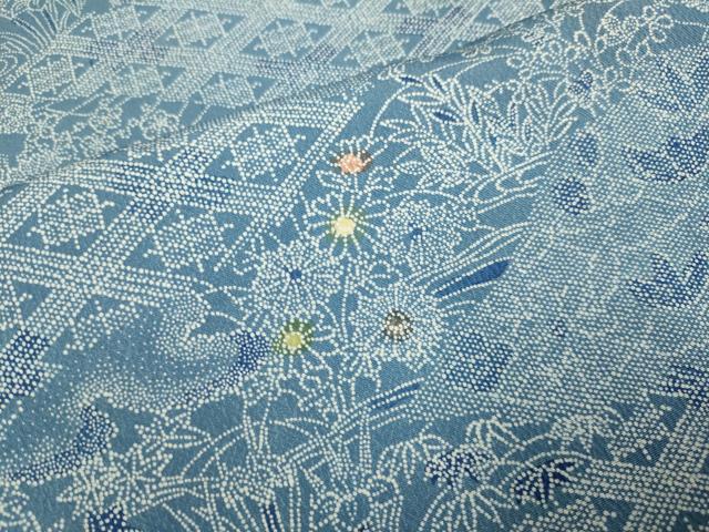平和屋着物▽上質な小紋 単衣 吉祥花文 正絹 逸品 DABI4472du