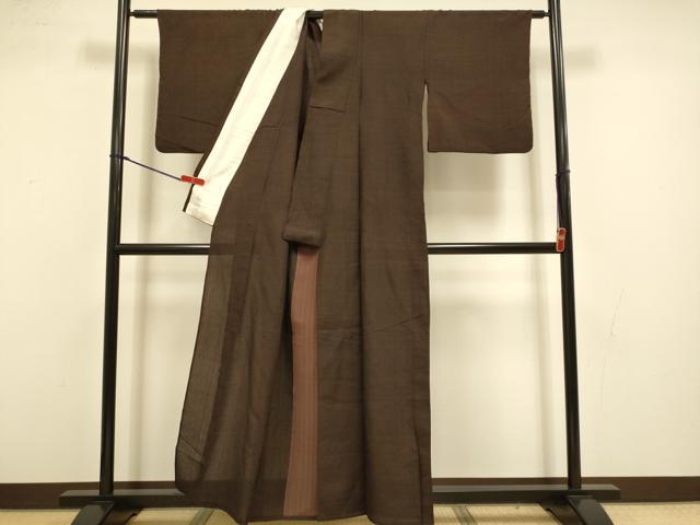 平和屋着物▽本塩沢 単衣 縞 正絹 逸品 DABI4473du