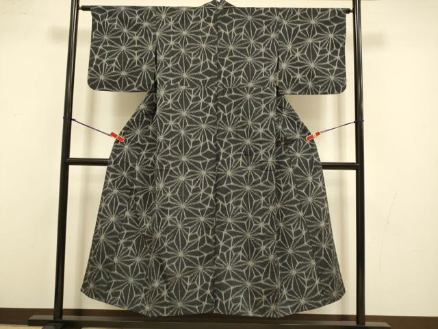 平和屋着物▽上質な紬 単衣 麻の葉文様 正絹 逸品 DABI4480du
