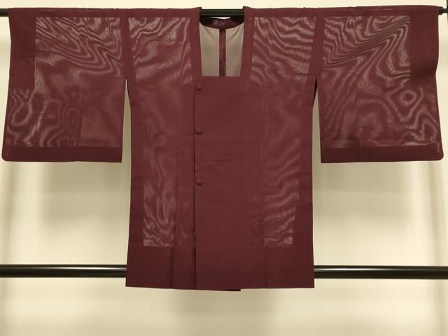 平和屋着物▽道行コート スリーシーズン 春夏秋 塵除け 飛鳥文 バーガンディー色 正絹 逸品 DABI4481du