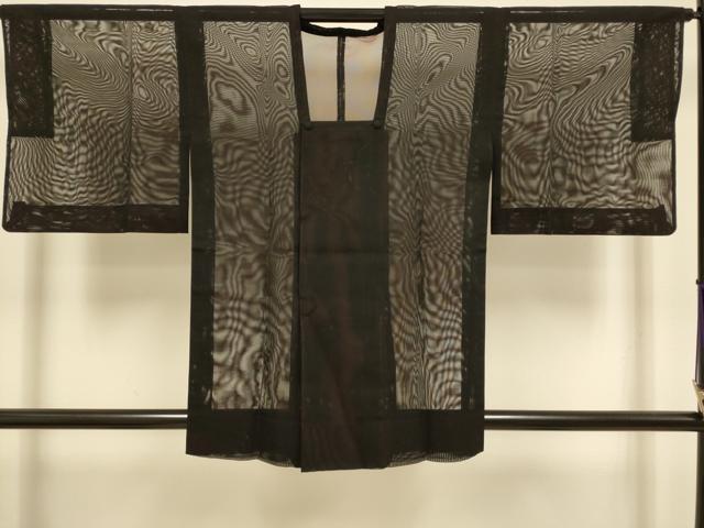 平和屋着物▽道行コート スリーシーズン 春夏秋 塵除け 黒地 正絹 逸品 DABI4484du