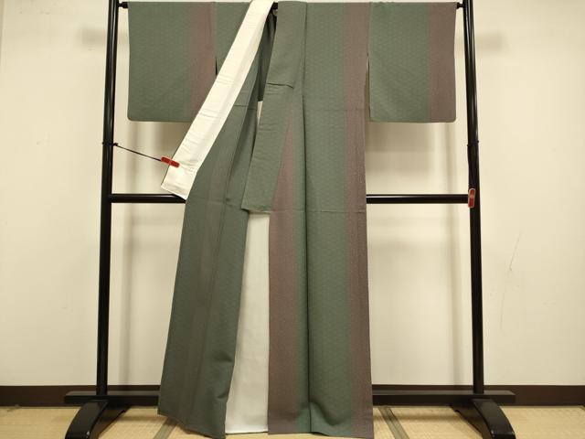 平和屋着物▽上質な小紋 単衣 麻の葉梅文 正絹 逸品 DABI4501du
