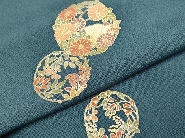 平和屋着物▽上質な小紋 単衣 花丸文 金彩 三越扱い 正絹 逸品 DABI4508du