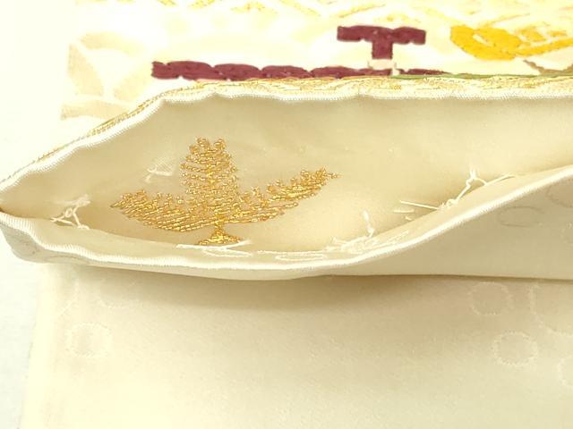 平和屋本店▼六通柄袋帯 唐織 松文 本金引箔草木染 正絹 逸品 DABI4527sf