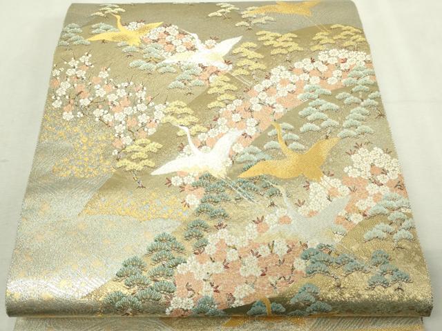 平和屋本店▼六通柄袋帯 遠山薫香文 本金箔 正絹 逸品 DABI4532sf