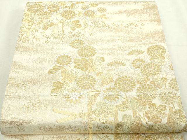 平和屋本店▼六通柄袋帯 九百錦 草花文 24金二重箔 正絹 逸品 DABI4538sf