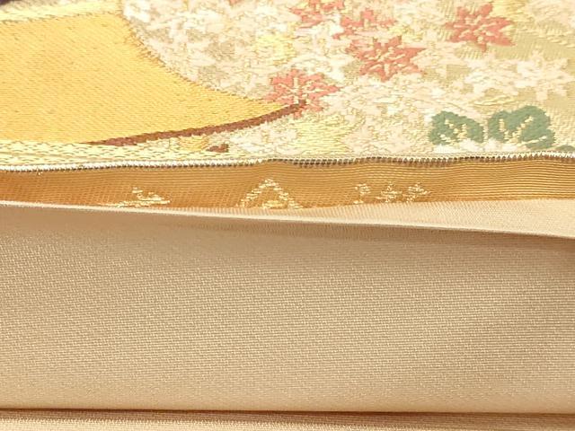 平和屋本店▼六通柄袋帯 唐織 風景花鳥文 本金箔 正絹 逸品 DABI4539sf
