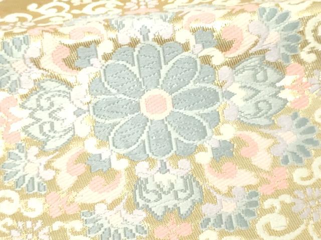 平和屋本店▼六通柄袋帯 唐織 亀甲正倉院花文 純金箔弐拾四金 正絹 逸品 DABI4545sf