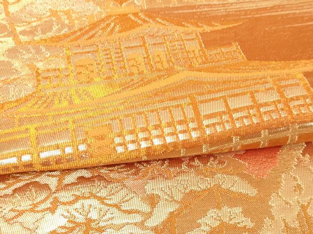 平和屋本店▼六通柄袋帯 六通柄 金閣寺 本金箔二重引箔 正絹 逸品 DABI4556sf