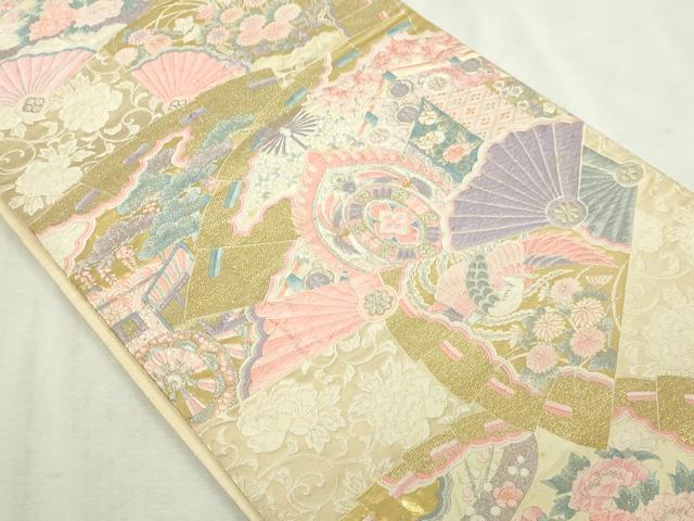 平和屋本店▼六通柄袋帯 唐織 九百錦 鳳凰扇面花文 しよう美 24金箔 正絹 逸品 DABI4563sf