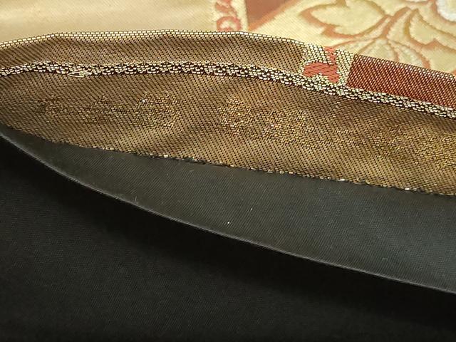 平和屋本店▼六通柄袋帯 象眼二重織 更紗花文 彫金 本金箔 正絹 逸品 DABI4565sf