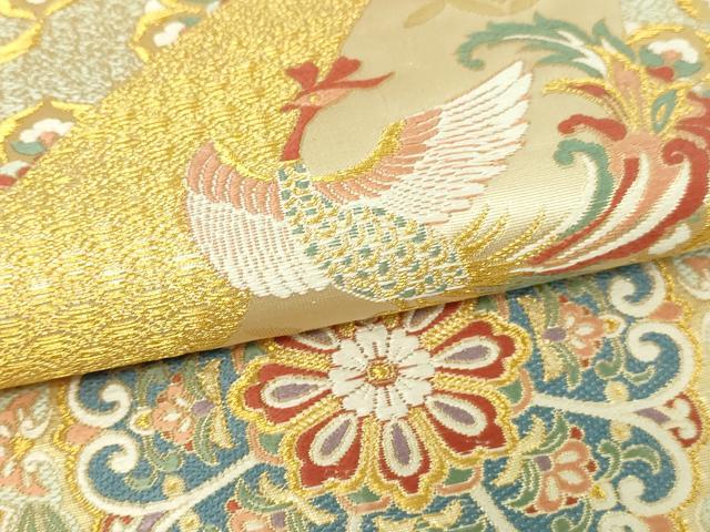 平和屋本店▼六通柄袋帯 唐織錦 鳳凰正倉院花文 本金箔 正絹 逸品 DABI4566sf